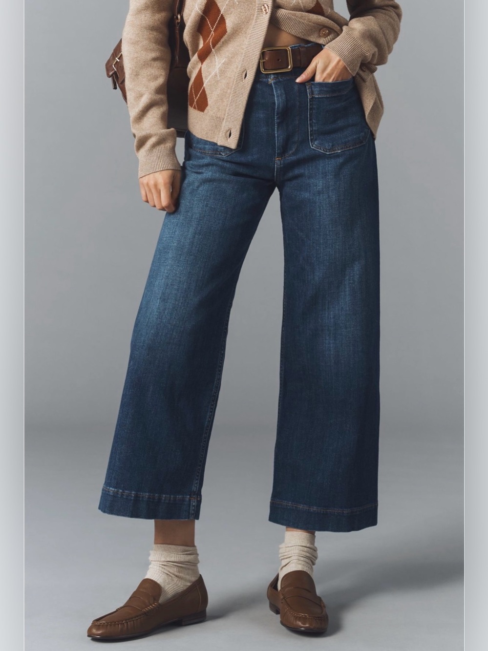 Anthropologie. Maeve Colette High-Rise Wide-Leg Cropped Jeans. Size 30.